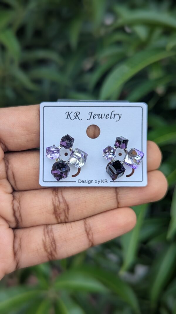 Trendy Crystal Korean Studs_Lavender