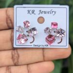 Trendy Crystal Korean Studs_Pink
