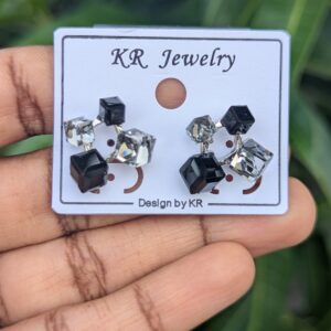 Trendy Crystal Korean Studs_Black