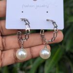 Half Circle Pearl Drops Earring