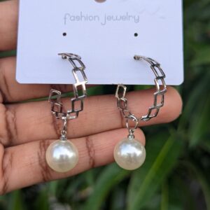 Half Circle Pearl Drops Earring