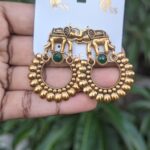 Elepant Earring_Green Stone