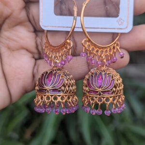 Hoop Lotus Jhumka_Lavender