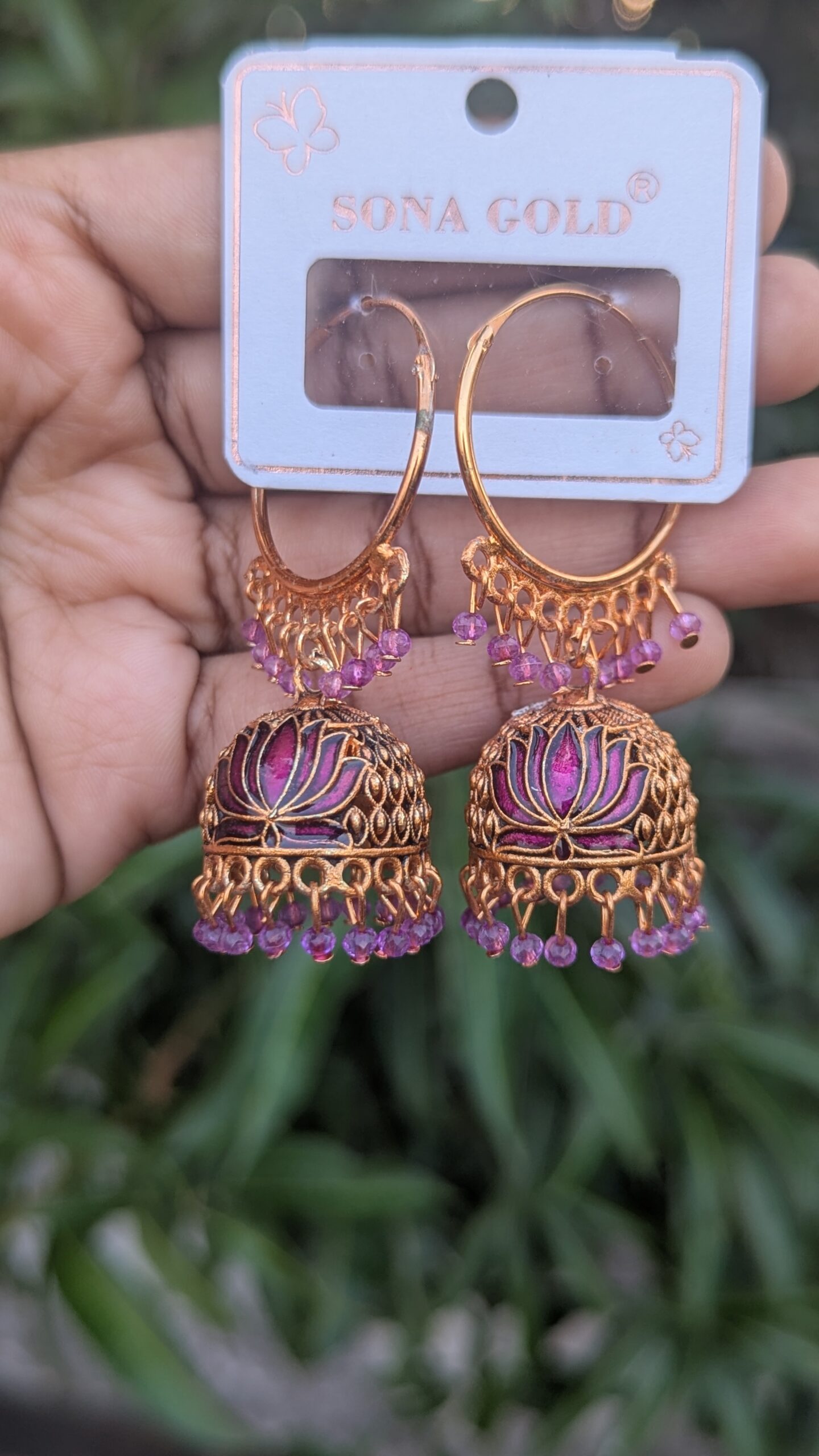 Hoop Lotus Jhumka_Lavender