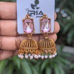 Festive Stone Jhumka_Lite Pink