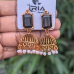 Festive Stone Jhumka_Black