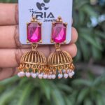 Festive Stone Jhumka_Pink