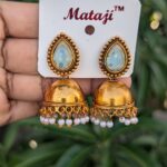 Festive Stone Jhumka_Lite Blue