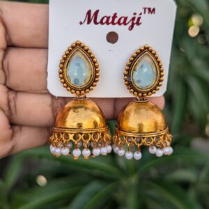 Festive Stone Jhumka_Lite Blue