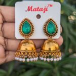 Festive Stone Jhumka_Green