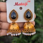 Festive Stone Jhumka_Black