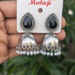 Silver Stone Jhumka_Black