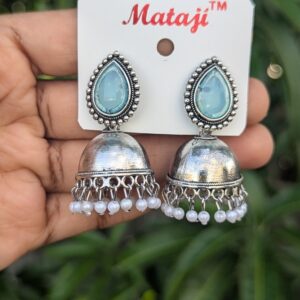 Silver Stone Jhumka_Lite Blue