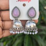 Silver Stone Jhumka_Lavender