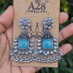 Oxisdised Silver Earring_Lite Blue