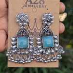 Oxisdised Silver Earring_Lite Green