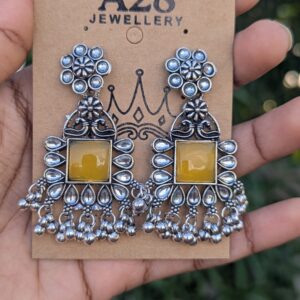 Oxisdised Silver Earring_Yellow