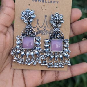 Oxisdised Silver Earring_Lavender