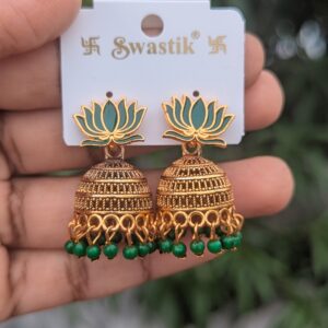 Lotus Jhumka_Green