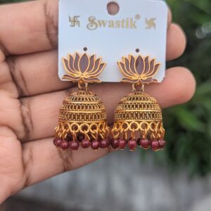 Lotus Jhumka_Maroon