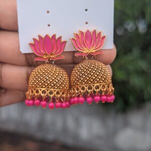 Lotus Jhumka_Pink