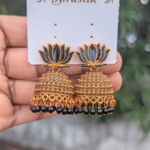 Lotus Jhumka_Black