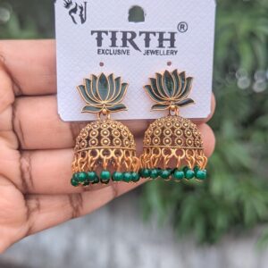 Lotus Jhumka_Green