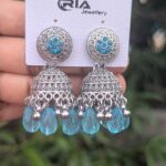 Beads Silver Jhumka_Blue