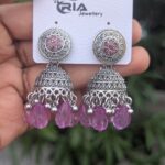 Beads Silver Jhumka_Lavender