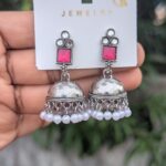 Silver Jhumka_Pink