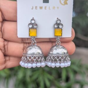 Silver Jhumka_Yellow