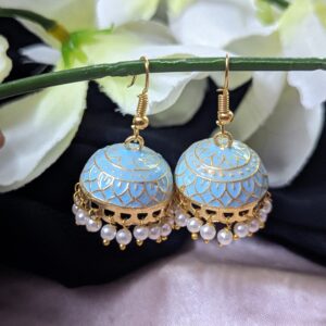 Meenakari Hook Earring - Lite Blue
