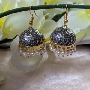 Meenakari Hook Earring – Gray