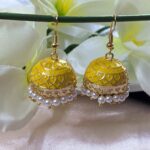 Meenakari Hook Earring – Yellow
