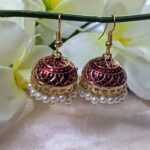 Meenakari Hook Earring – Maroon