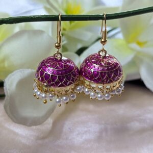 Meenakari Hook Earring – Magenta