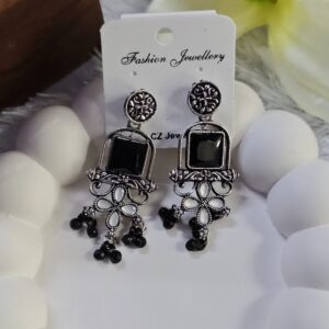 Oxisdized Stone Earring_Black