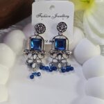 Oxisdized Stone Earring_Tale Blue