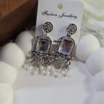 Oxidized Stone Earring