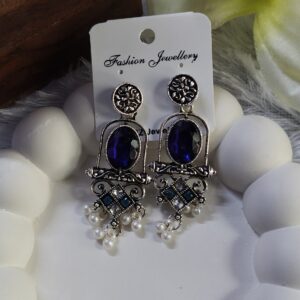 Oxidized Stone Earring_Blue