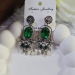 Oxidized Stone Earring_Green