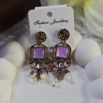 Oxisdized Golden Stone Earring_Lavender