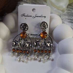 Oxidized Stone Earring_Orange