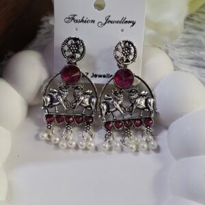 Oxidized Stone Earring_Pink