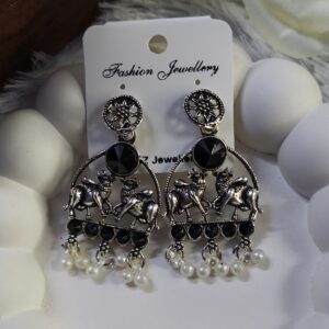 Oxidized Stone Earring_Black