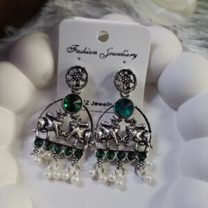 Oxidized Stone Earring_Green