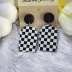 Black & white chess board Earring