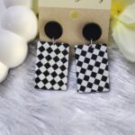 Black & white chess board Earring