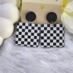 Black & white chess board Earring