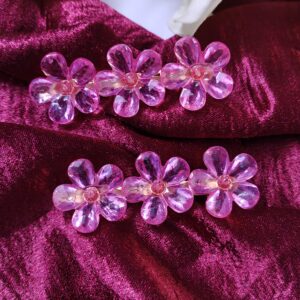 Flower Crystal Alligator Hair Clips_Pink